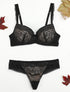 Ensemble à bord bande élastiquée et tanga - Noir/nude - 1