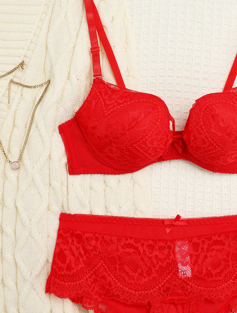 Ensemble ampliforme échancré et shorty - Rouge - 3