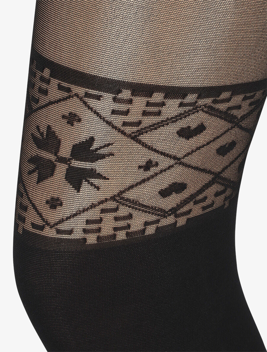 Collants en voile à motifs coeurs - Noir - 2