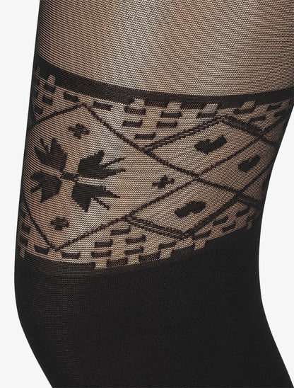 Collants en voile à motifs coeurs - Noir - 2