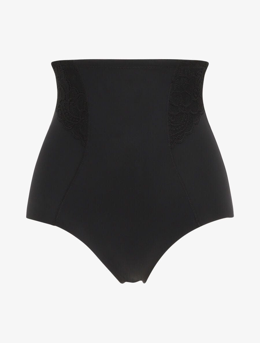 Culotte gainante taille haute en dentelle - Noir - 4
