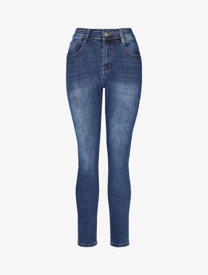 Jean basique légèrement délavé coupe skinny - Bleu - 1