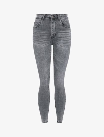 Jean skinny à détails délavés - Gris - 1