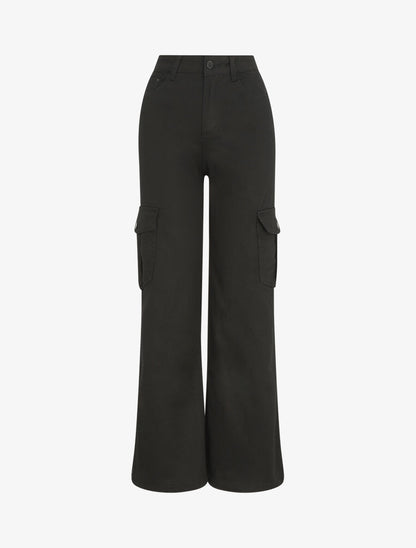Jean cargo droite taille haute - Noir - 1