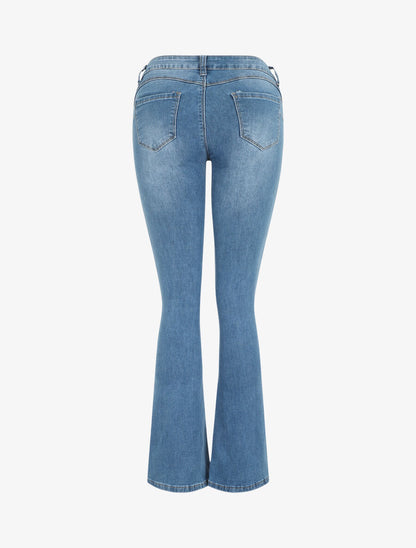 Jean délavé push up coupe flare - Bleu - 2