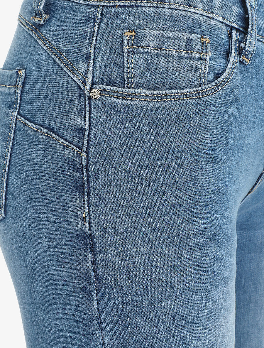 Jean délavé push up coupe flare - Bleu - 3