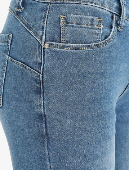 Jean délavé push up coupe flare - Bleu - 3
