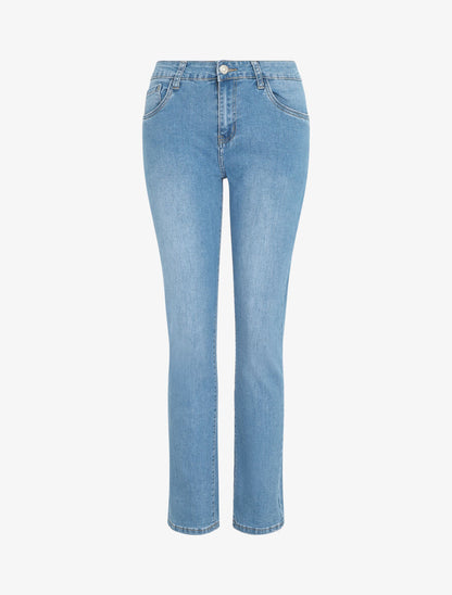 Jean grande taille droit à taille standard - Bleu clair - 4