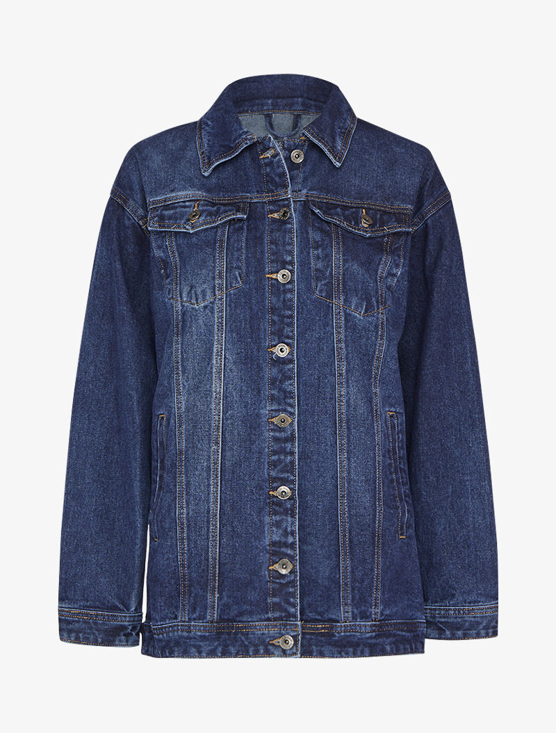 Veste en jean oversize délavée - Bleu denim - 3