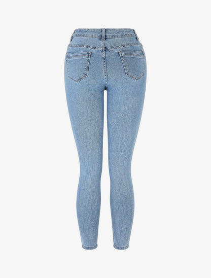 Jean skinny basique à taille standard - Bleu clair - 2