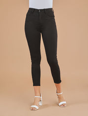 Jean push up à revers coupe skinny - Noir - 1