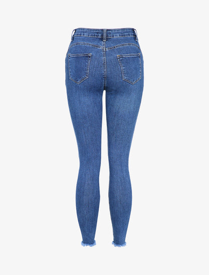 Jean coupe skinny à bords déchirés - Bleu denim - 2