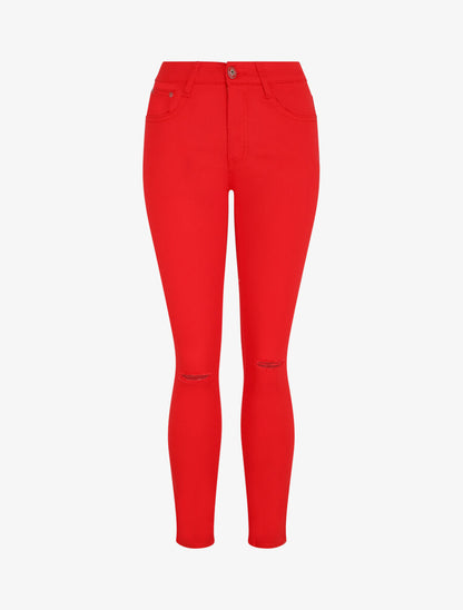 Jean skinny déchiré taille haute - Rouge - 1
