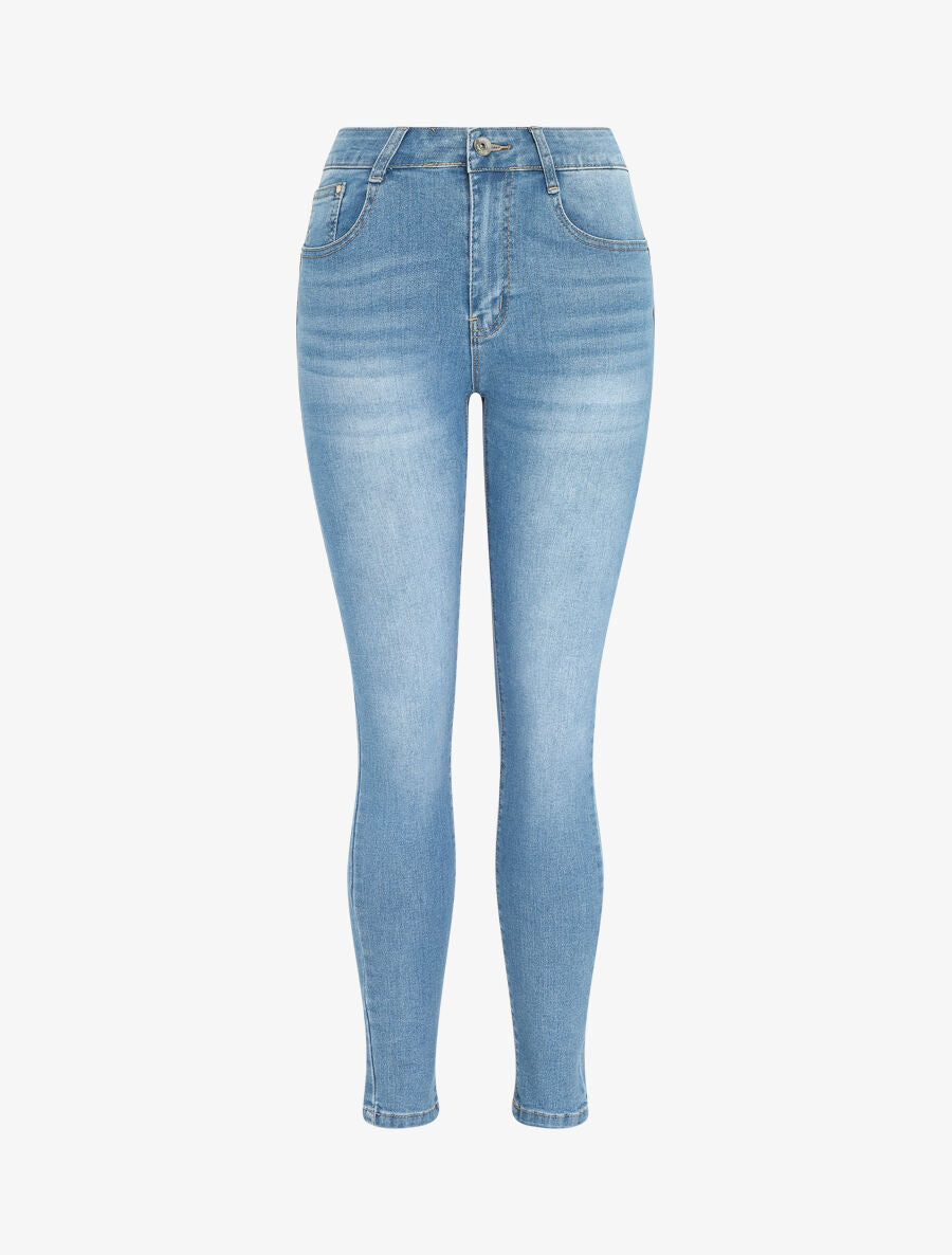 Jean push up légèrement délavé coupe slim - Bleu - 1
