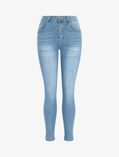 Jean push up légèrement délavé coupe slim - Bleu - 1