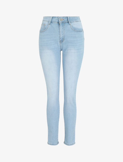 Jean grande taille push up coupe droite - Bleu - 1