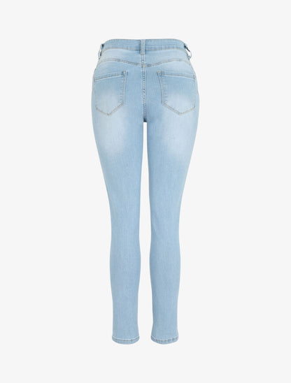 Jean grande taille push up coupe droite - Bleu - 2