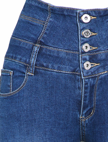 Jean skinny taille empire à coutures contrastantes - Bleu denim - 3