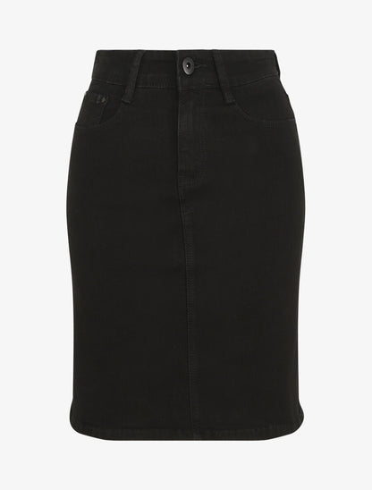 Jupe en jean droite et courte taille standard - Noir - 1