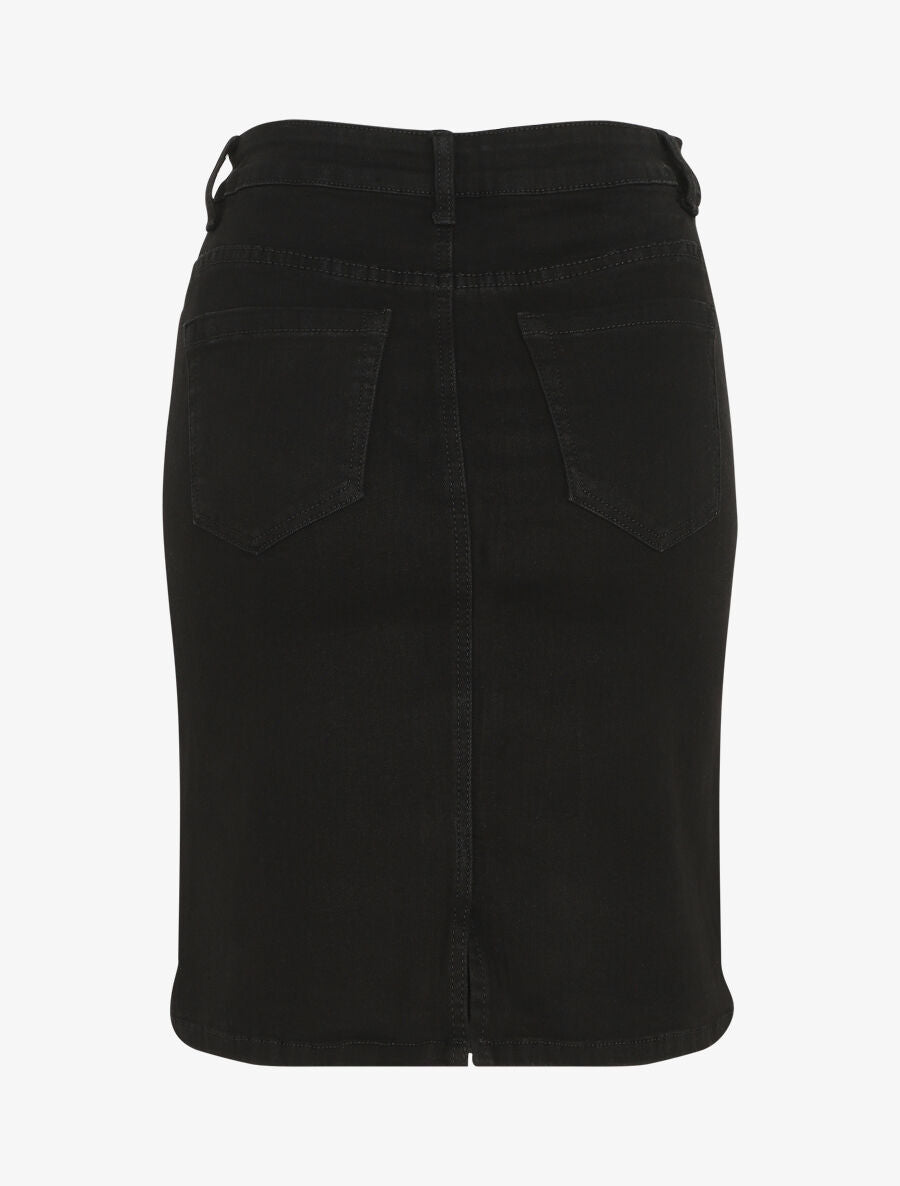 Jupe en jean droite et courte taille standard - Noir - 2