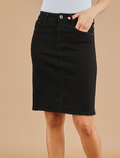 Jupe en jean droite et courte taille standard - Noir - 4