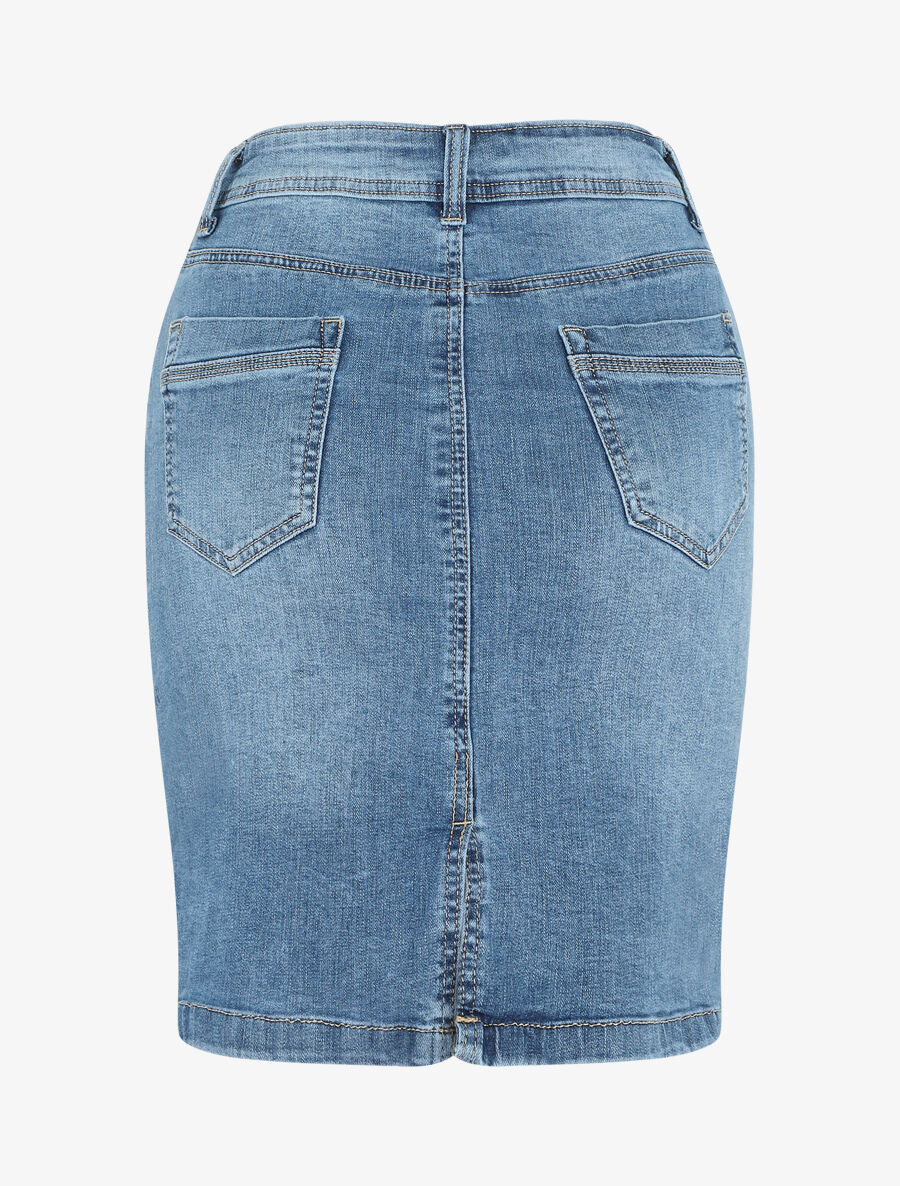 Jupe courte en jean droite taille standard - Bleu - 2