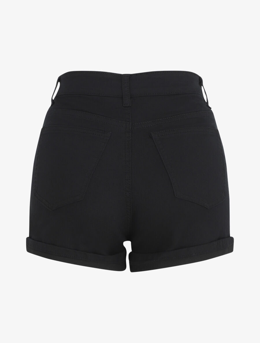 Short uni coupe droite - Noir - 2