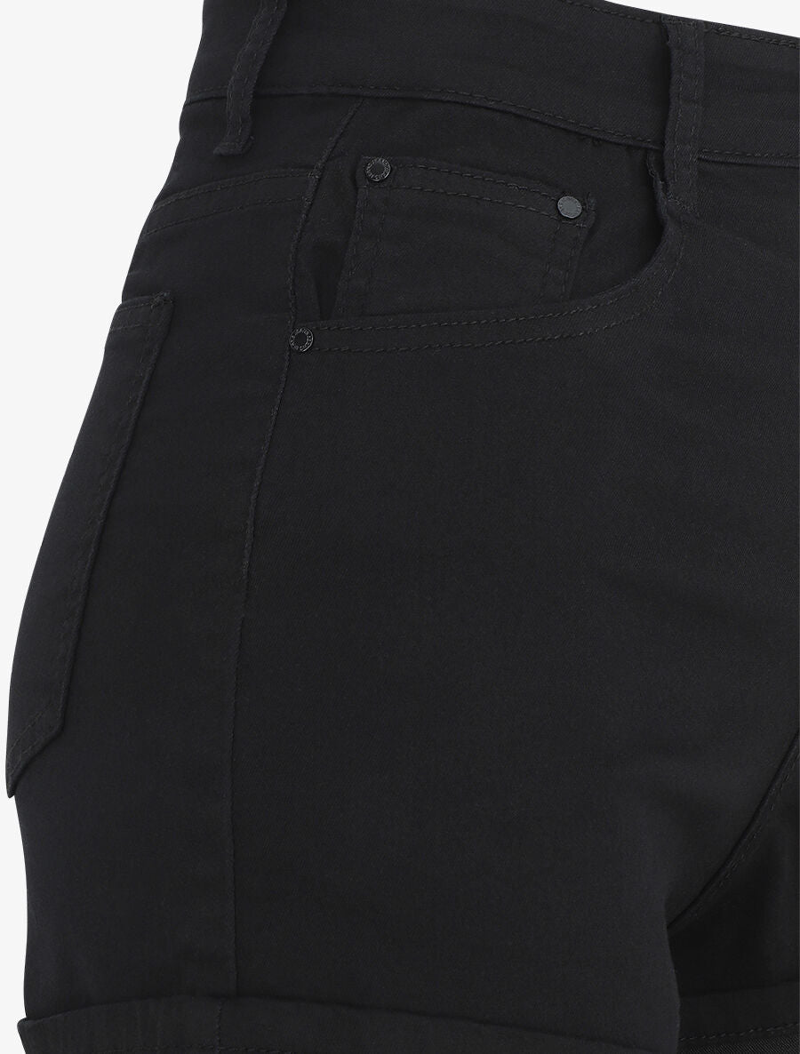 Short uni coupe droite - Noir - 3