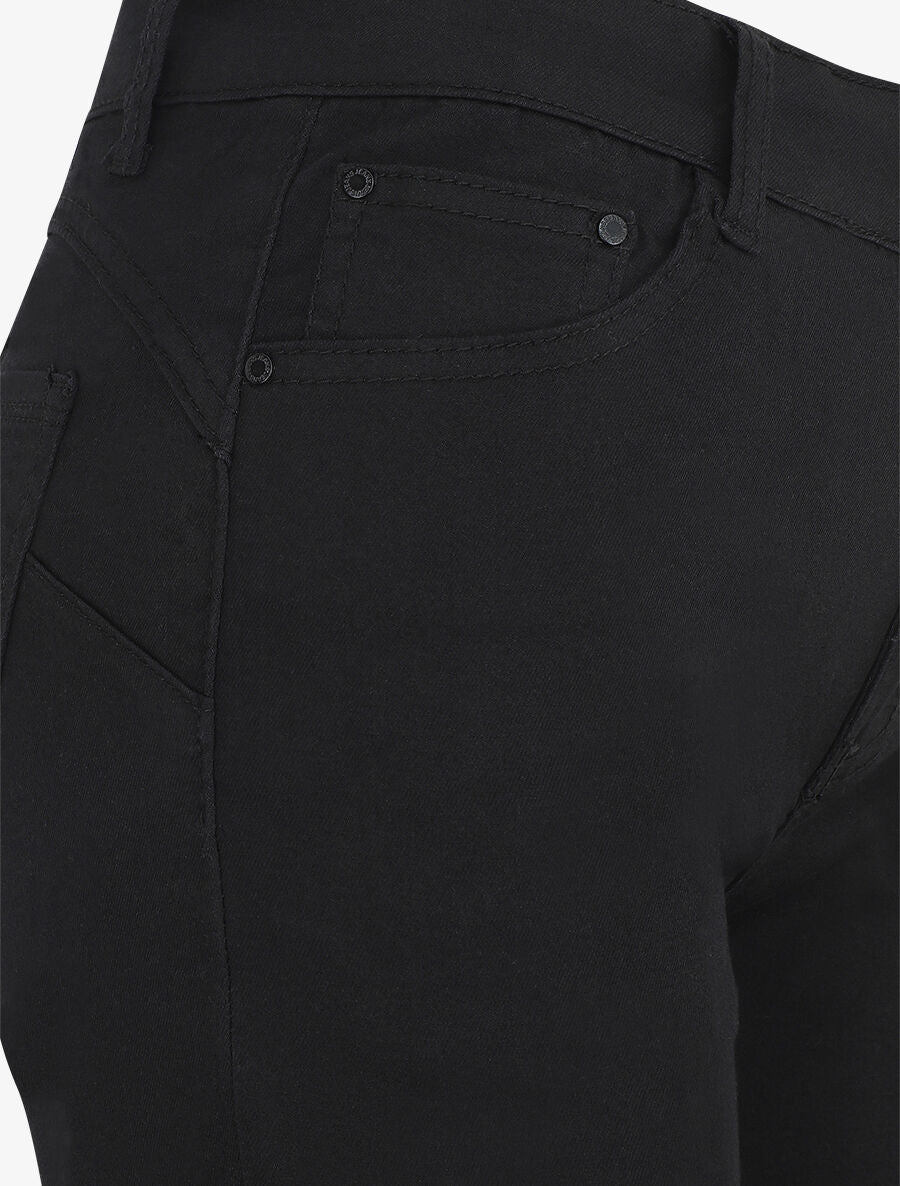 Bermuda push up uni à ourlets - Noir - 3