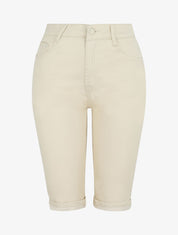 Bermuda push up uni à ourlets - Beige - 1