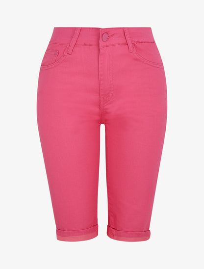 Bermuda push up uni à ourlets - Fushia - 4