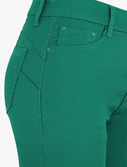 Bermuda push up uni à ourlets - Vert - 3