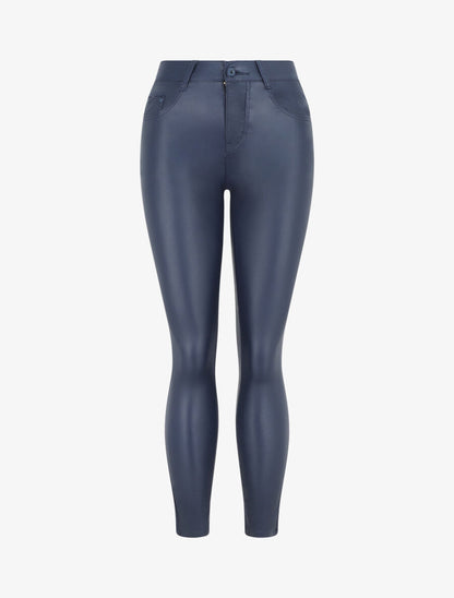 Pantalon en simili coupe skinny - Marine - 1