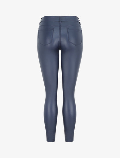 Pantalon en simili coupe skinny - Marine - 2