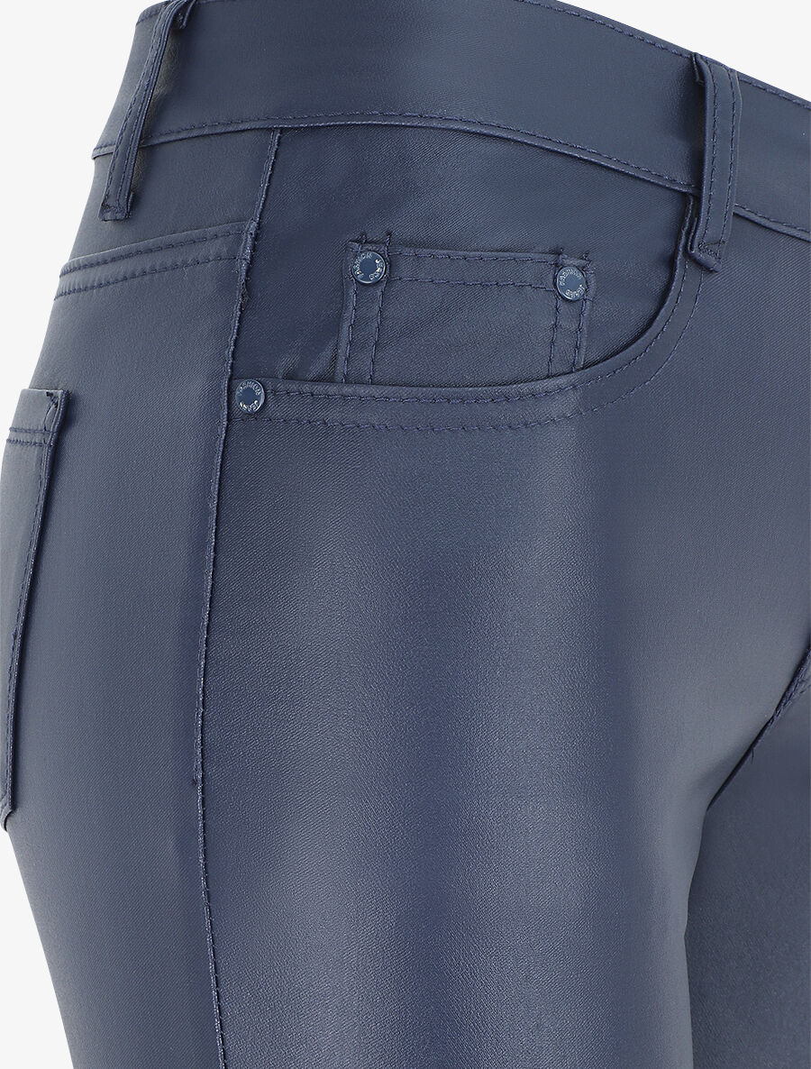 Pantalon en simili coupe skinny - Marine - 3
