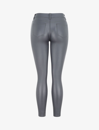 Pantalon en simili coupe skinny - Gris foncé - 2