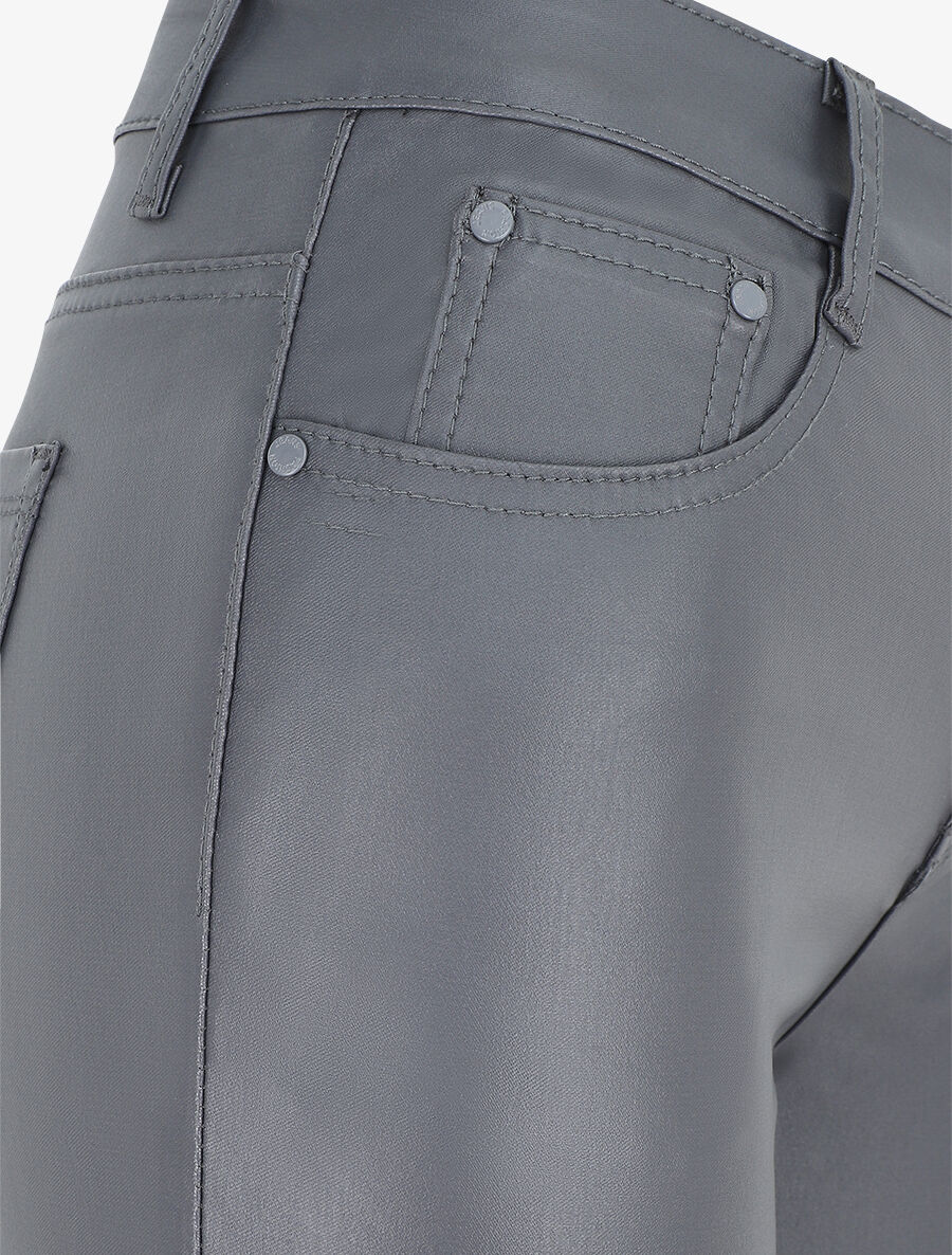 Pantalon en simili coupe skinny - Gris foncé - 3
