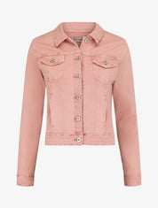 Veste courte unie en jean - Rose - 5