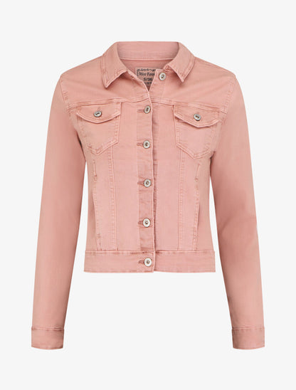Veste courte unie en jean - Rose - 5