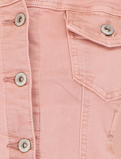 Veste courte unie en jean - Rose - 3