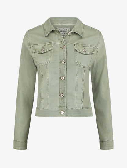 Veste courte unie en jean - Kaki - 1