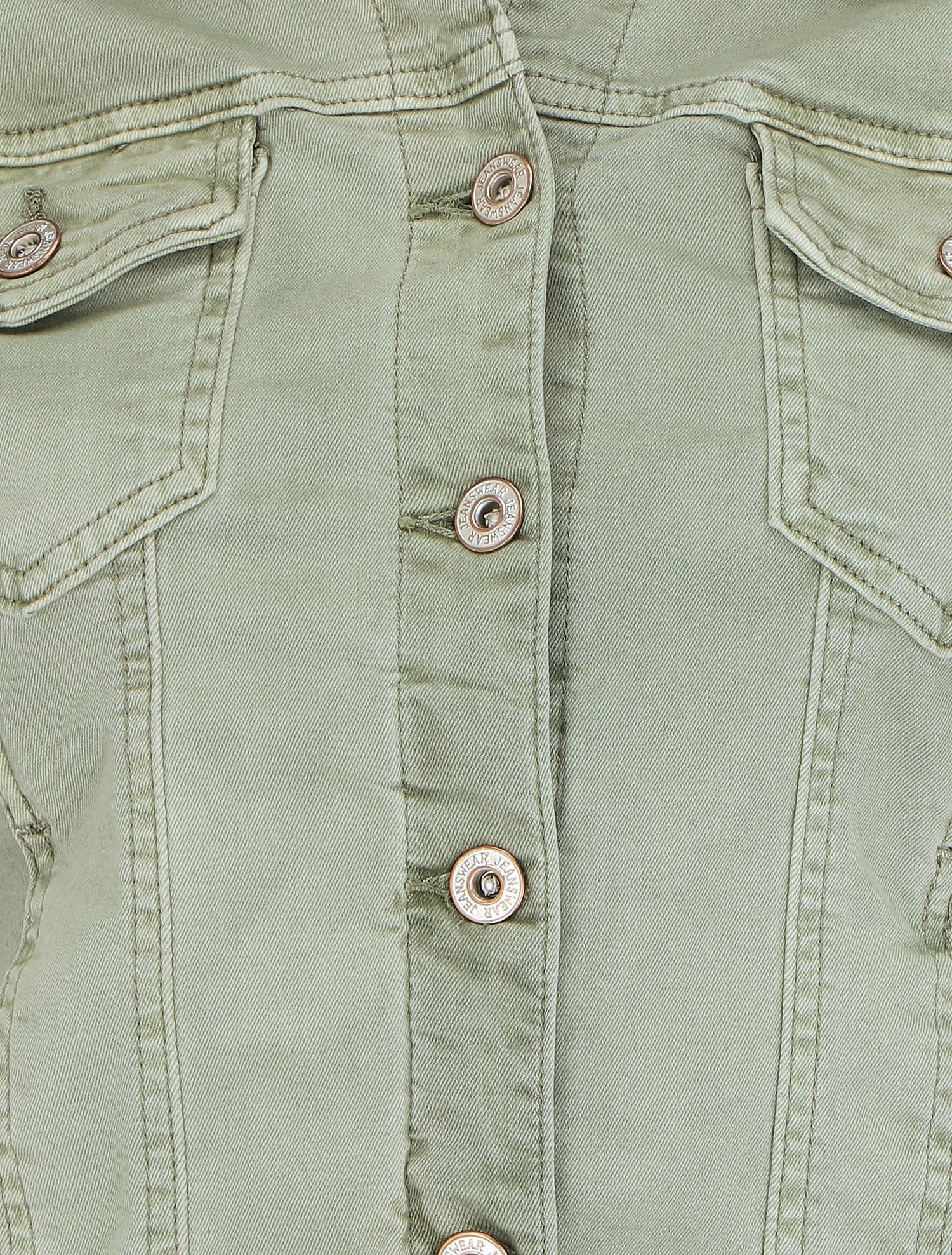 Veste courte unie en jean - Kaki - 3