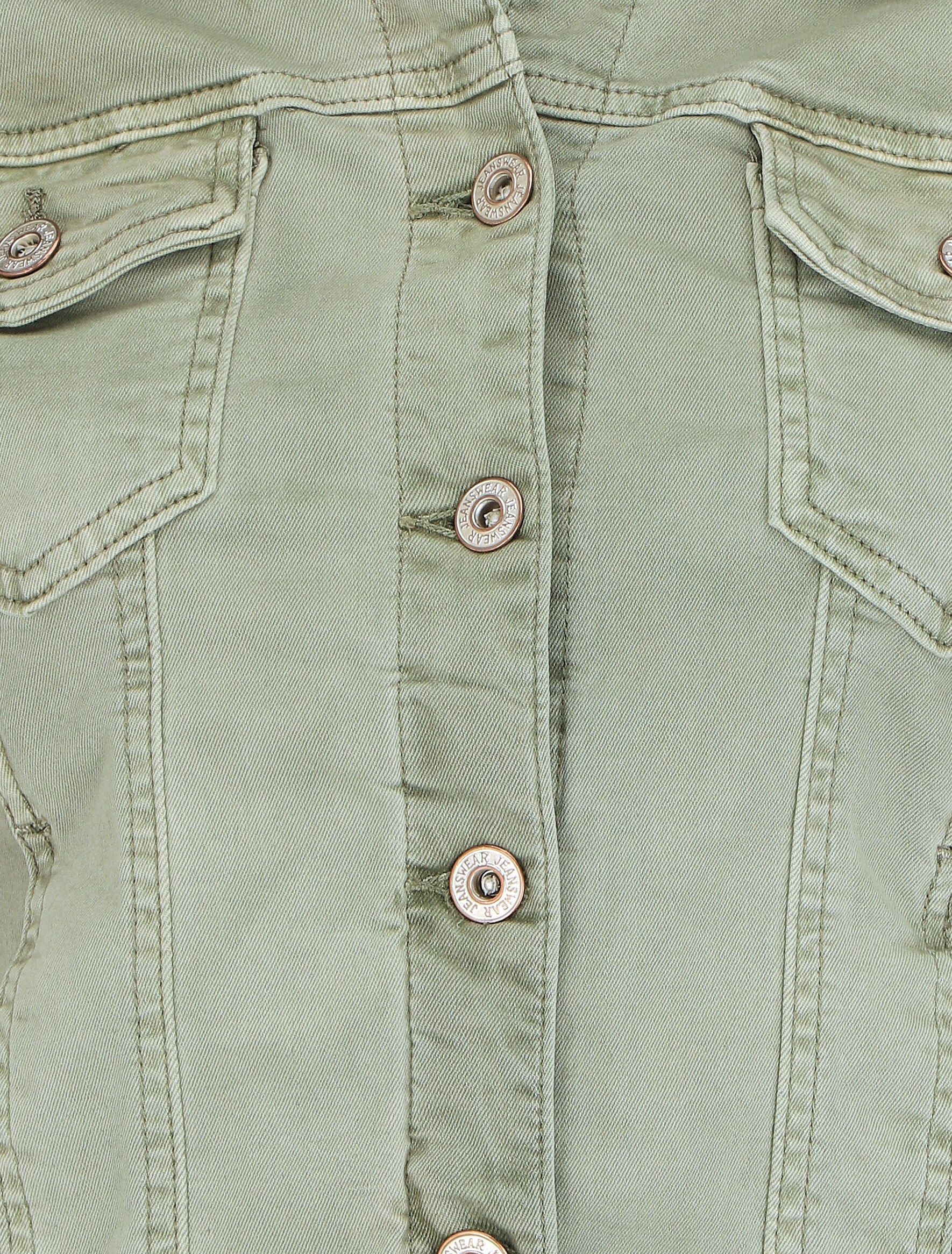 Veste courte unie en jean - Kaki - 3