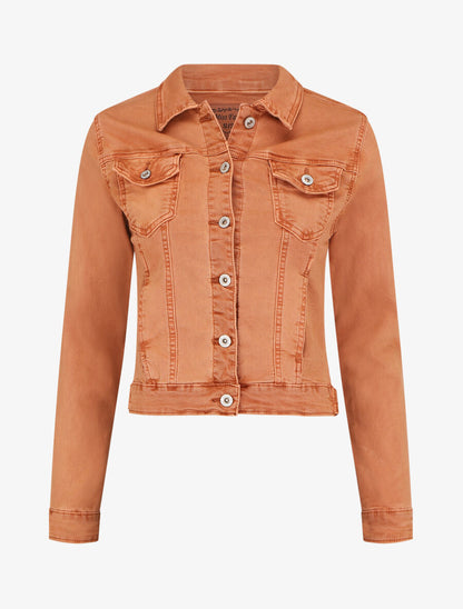 Veste courte unie en jean - Terracotta - 1