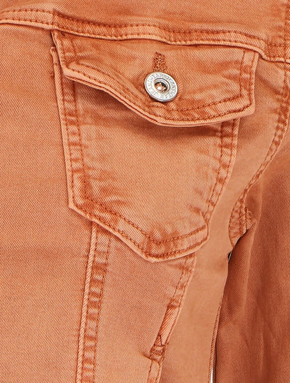 Veste courte unie en jean - Terracotta - 3