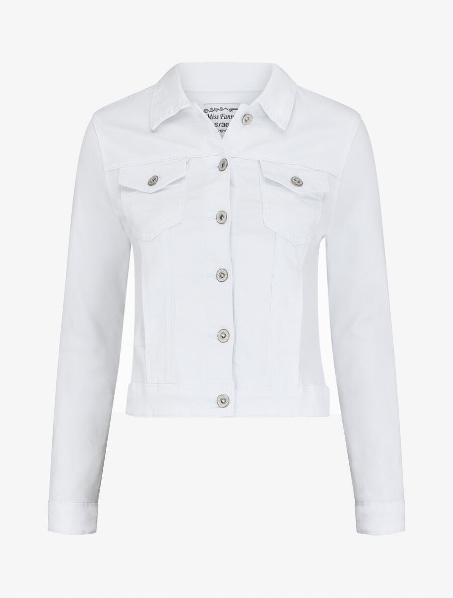 Veste courte unie en jean - Blanc - 1