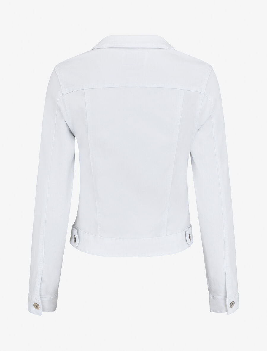 Veste courte unie en jean - Blanc - 2