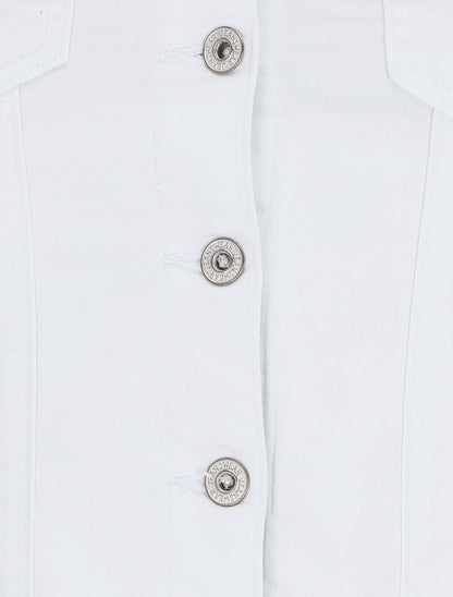 Veste courte unie en jean - Blanc - 3