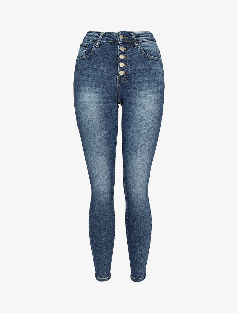 Jeans skinny à fermeture boutonnée - Bleu - 1