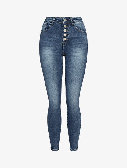 Jeans skinny à fermeture boutonnée - Bleu - 1